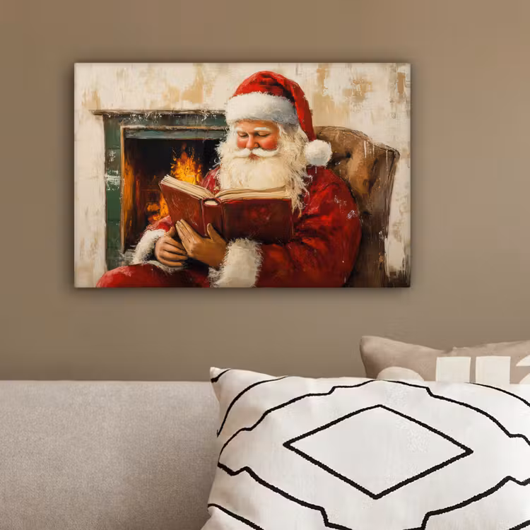 Kerst - Kerstman - Winter - Open Haard canvas 2cm klein -sfeer3