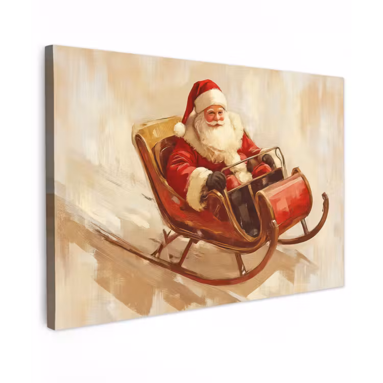 Kerst - Slee - Kerstman canvas 2cm klein -z3d
