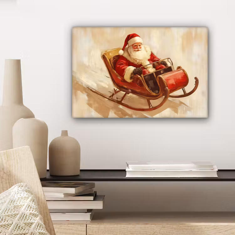 Kerst - Slee - Kerstman canvas 2cm klein -sfeer6