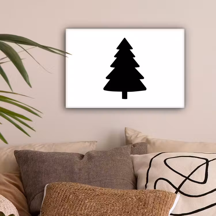 Kerstboom - Zwart - Kerstmis - Feest canvas 2cm klein -sfeer1