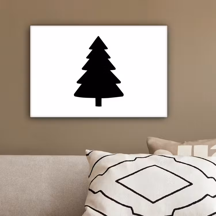 Kerstboom - Zwart - Kerstmis - Feest canvas 2cm klein -sfeer3