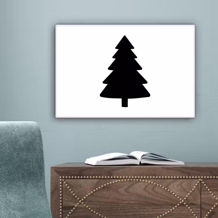 Kerstboom - Zwart - Kerstmis - Feest canvas 2cm klein -sfeer4