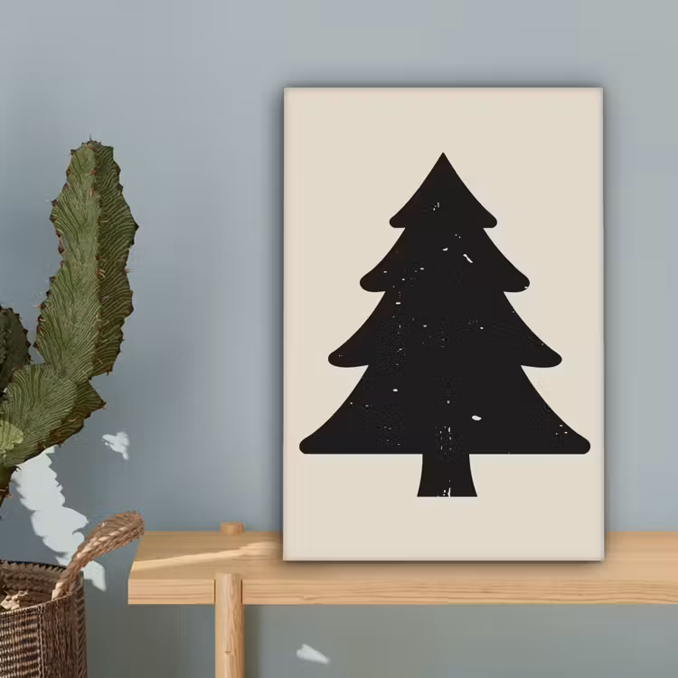 Kerstboom - Zwarte kerstboom - Boom - Japandi canvas 2cm klein -sfeer4