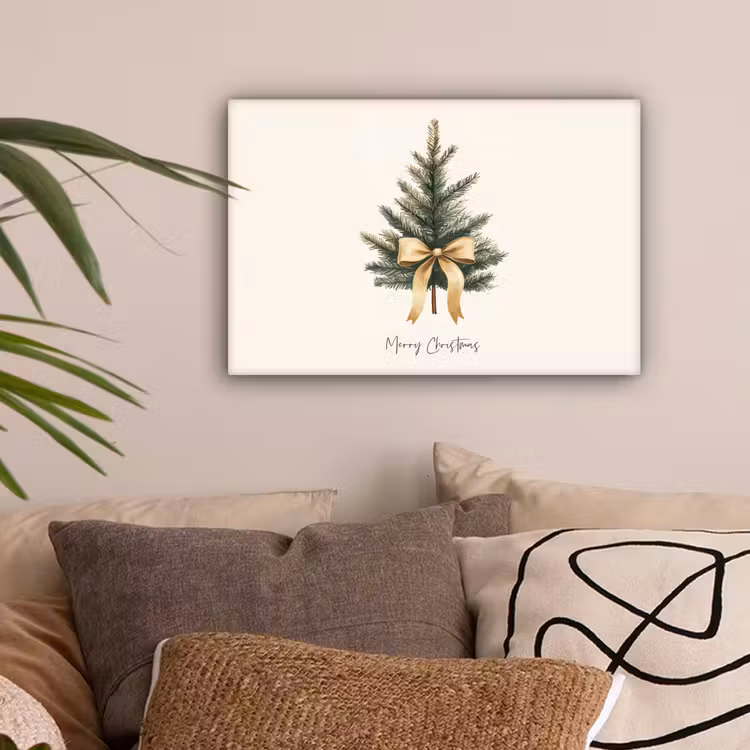 Kerstboom - Kerst - Merry Christmas - Beige canvas 2cm klein -sfeer1