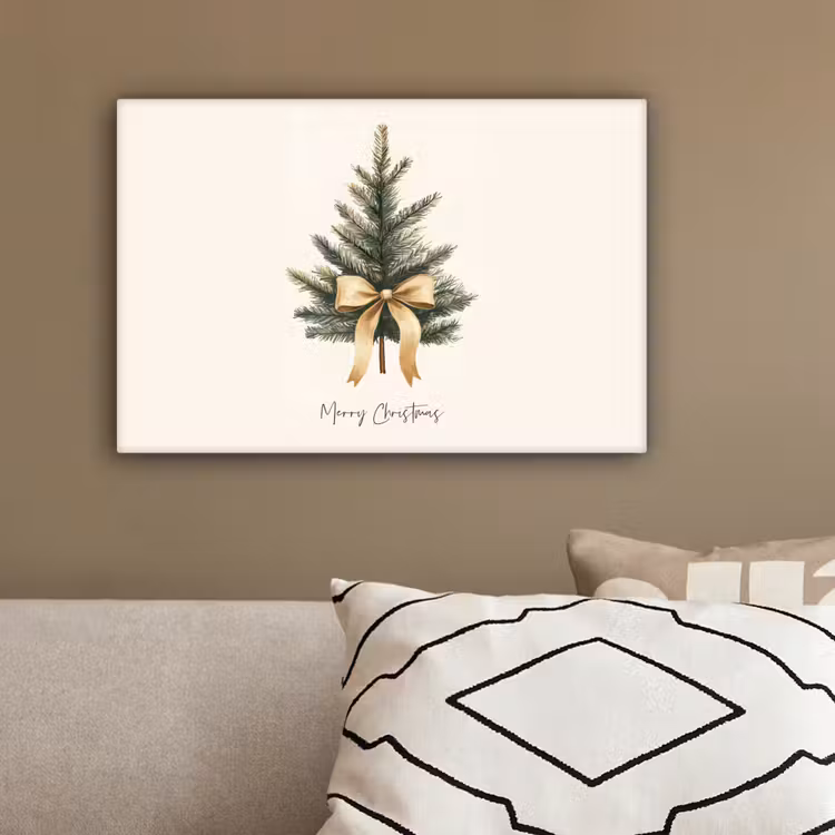 Kerstboom - Kerst - Merry Christmas - Beige canvas 2cm klein -sfeer3