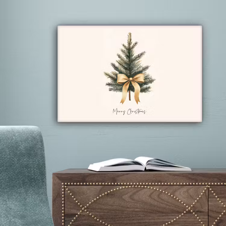 Kerstboom - Kerst - Merry Christmas - Beige canvas 2cm klein -sfeer4