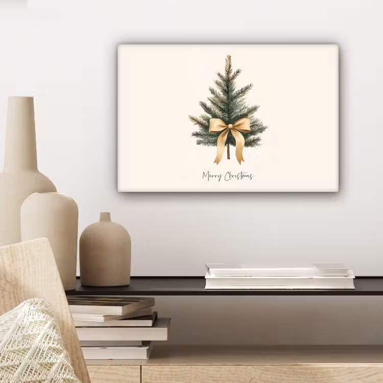 Kerstboom - Kerst - Merry Christmas - Beige canvas 2cm klein -sfeer6