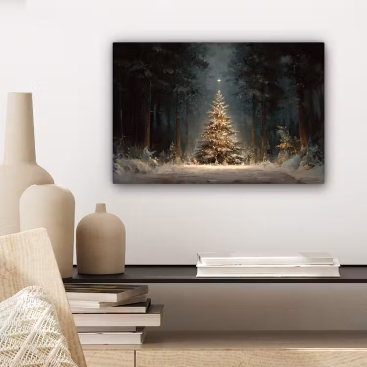 Kerstboom - Bos - Sneeuw - meerkleurig canvas 2cm klein -sfeer6
