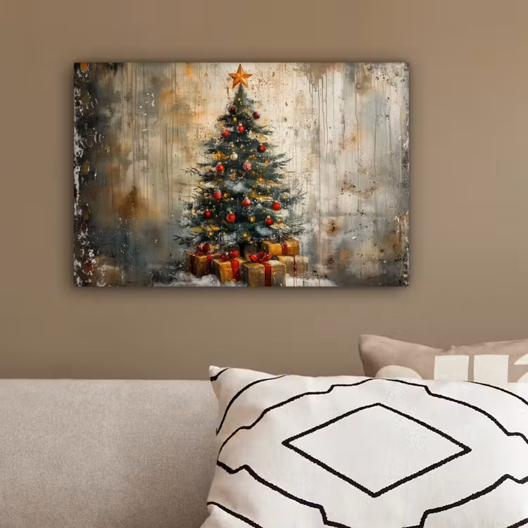 Kerstboom - Vintage - Kerst - Cadeau canvas 2cm klein -sfeer3