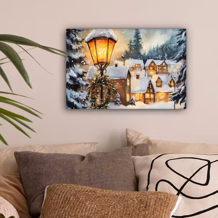 Kerstdorp - Huizen - Sneeuw - Kerst canvas 2cm klein -sfeer1