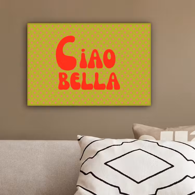 Ciao bella - Rood - Groen - Stippen canvas 2cm klein -sfeer3