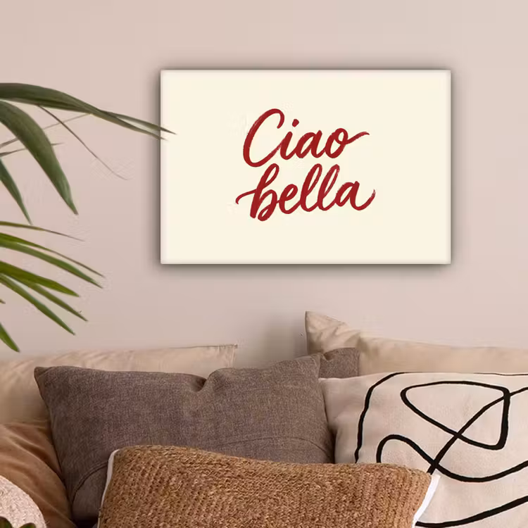 Ciao bella - Rood - Wit - Minimalistisch canvas 2cm klein -z3d
