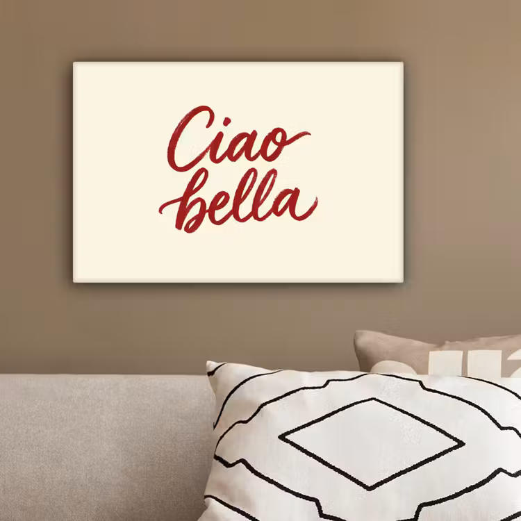 Ciao bella - Rood - Wit - Minimalistisch canvas 2cm klein -sfeer1