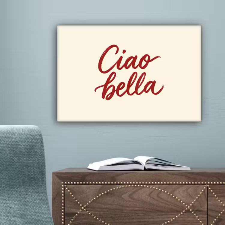 Ciao bella - Rood - Wit - Minimalistisch canvas 2cm klein -sfeer1