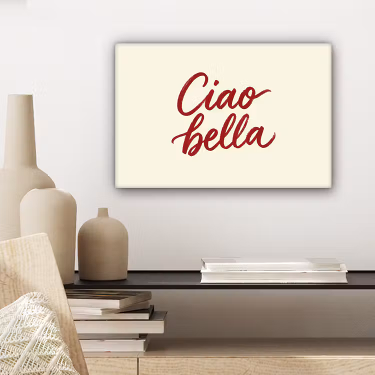 Ciao bella - Rood - Wit - Minimalistisch canvas 2cm klein -sfeer3