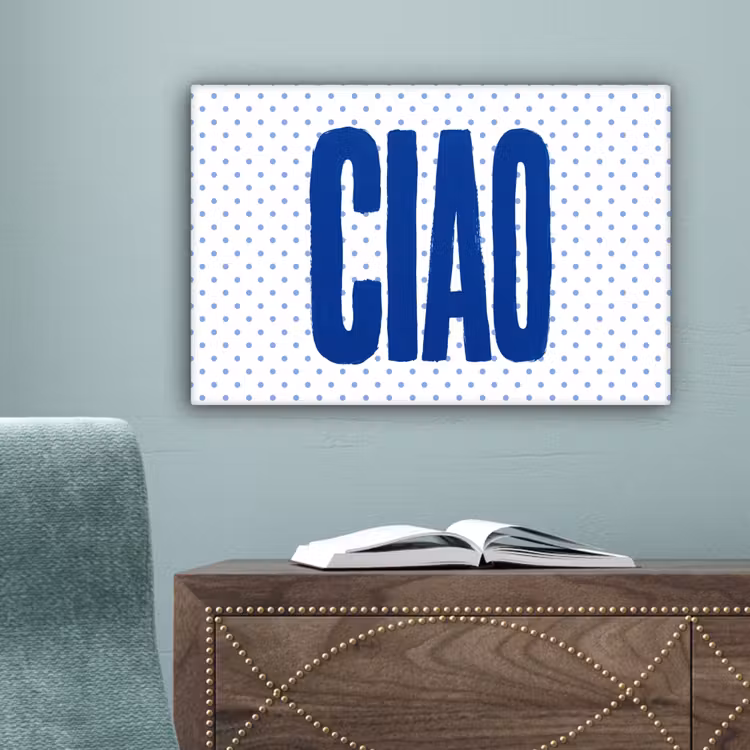 Ciao - Stippen - Roze - Wit canvas 2cm klein -sfeer4