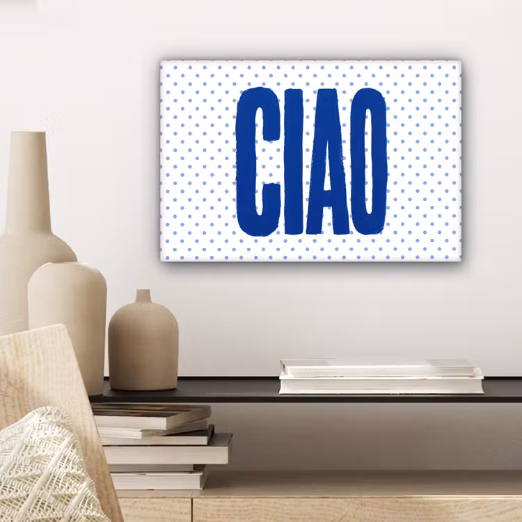 Ciao - Stippen - Roze - Wit canvas 2cm klein -sfeer6