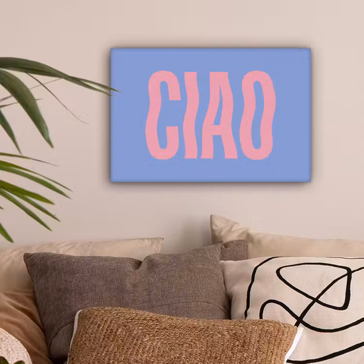 Ciao - Roze - Blauw - Golvend canvas 2cm klein -sfeer1
