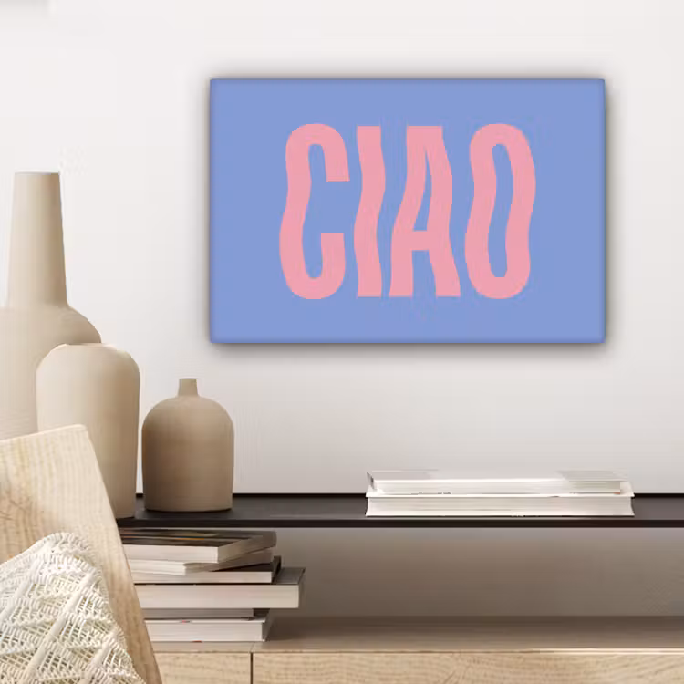 Ciao - Roze - Blauw - Golvend canvas 2cm klein -sfeer6