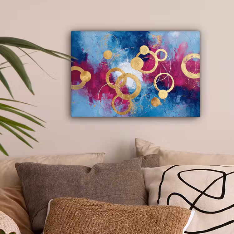 Cirkels - Goud - Abstract canvas 2cm klein -sfeer1