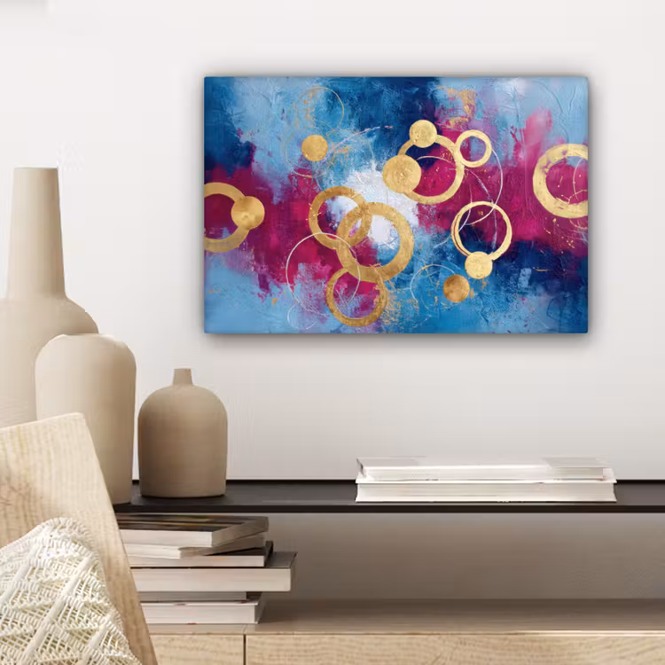 Cirkels - Goud - Abstract canvas 2cm klein -sfeer6