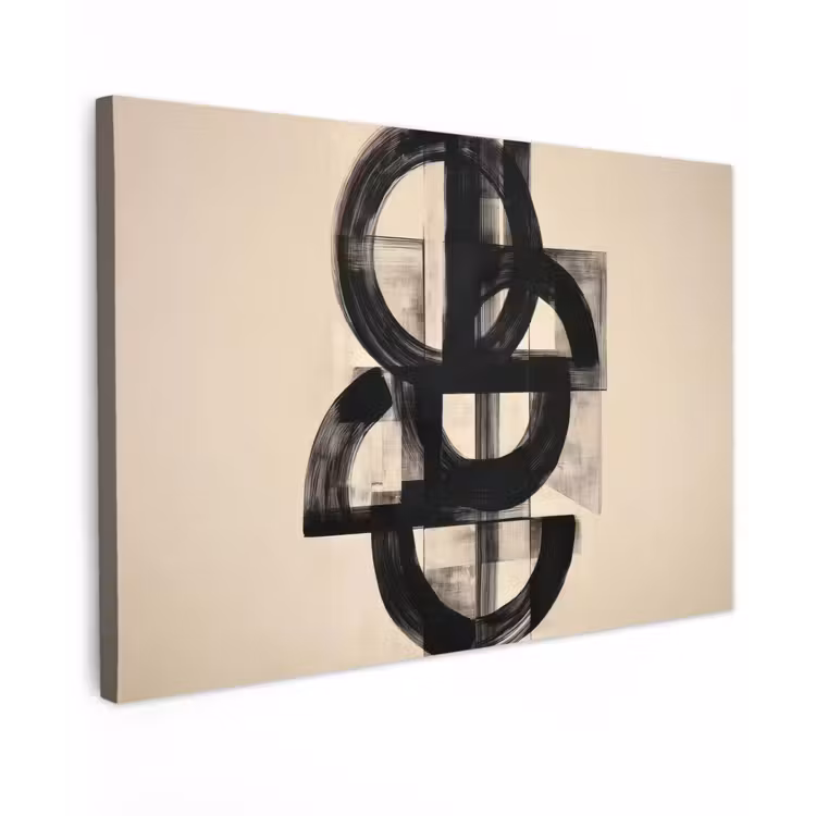 Cirkels - Lijnen - Vormen - Zwart canvas 2cm klein -z3d