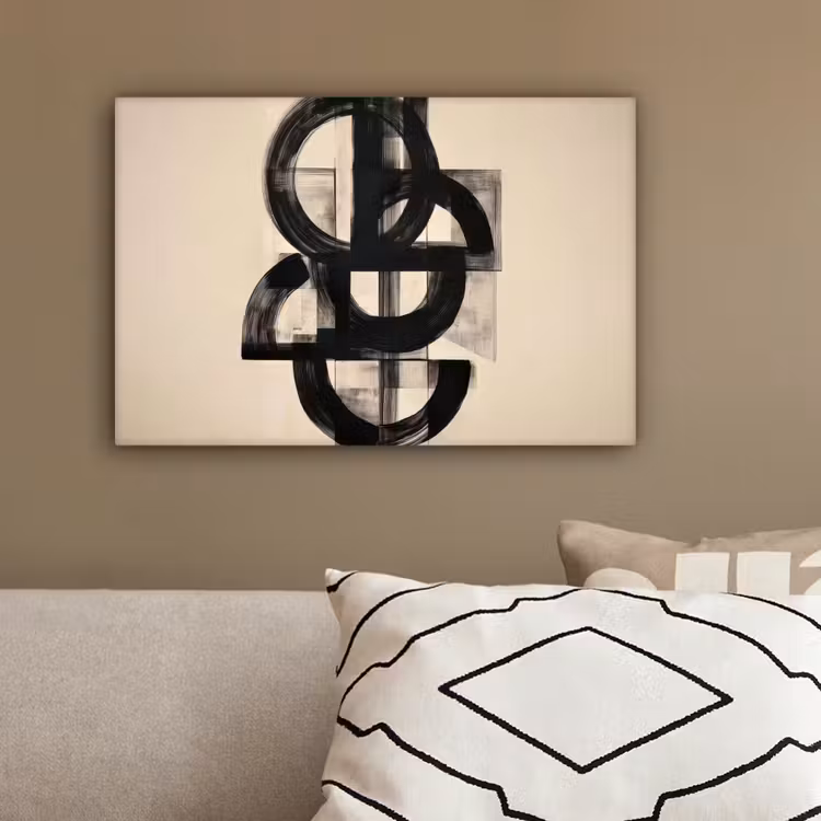 Cirkels - Lijnen - Vormen - Zwart canvas 2cm klein -sfeer3