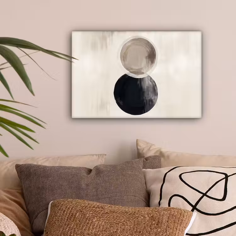 Cirkels - Vorm - Beige - Abstract canvas 2cm klein -sfeer1