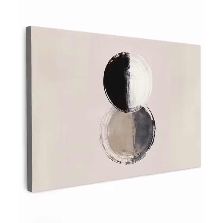 Cirkels - Strepen - Minimalistisch - Zwart canvas 2cm klein -z3d