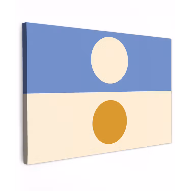 Cirkels - Symmetrisch - Wit - Blauw- Geel canvas 2cm klein -z3d