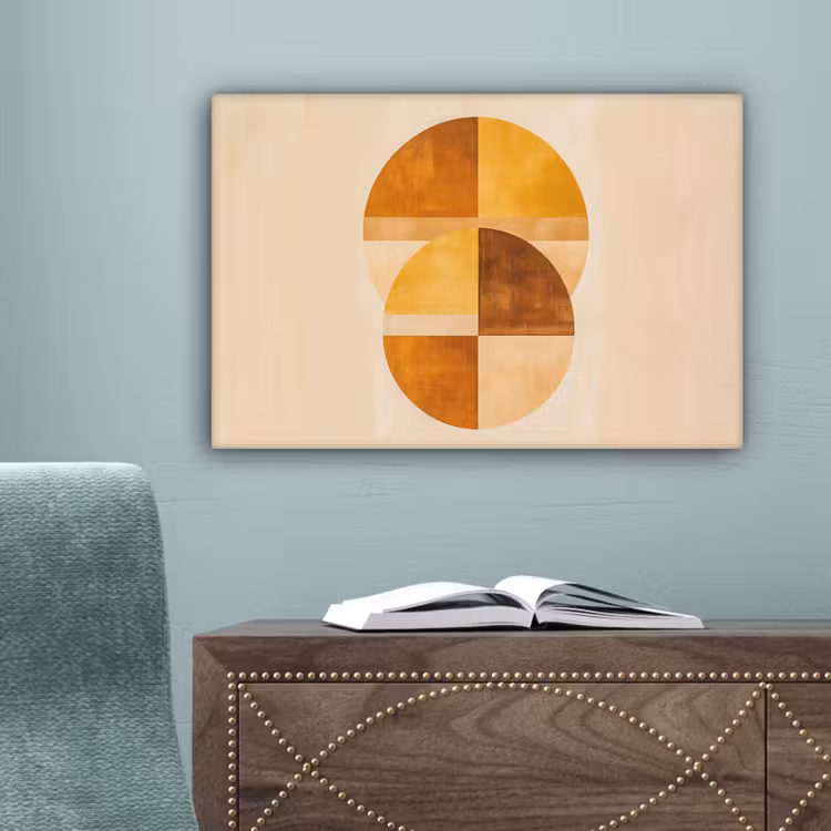 Cirkels - Geel - Minimalistisch canvas 2cm klein -sfeer4