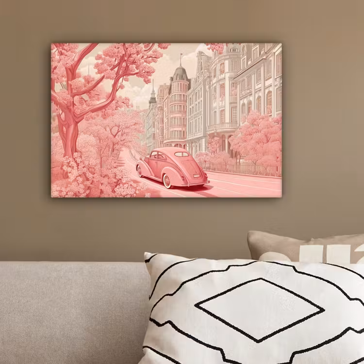 City - Car - Pink canvas 2cm klein -sfeer3