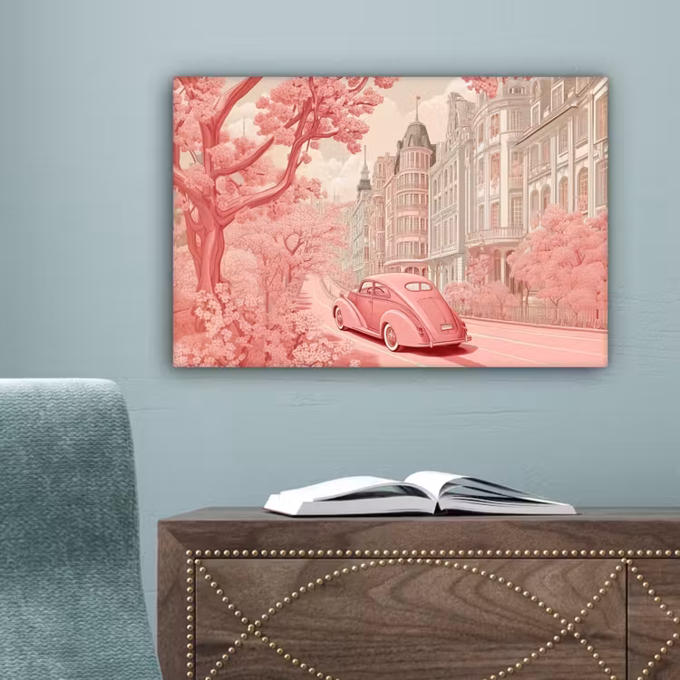 City - Car - Pink canvas 2cm klein -sfeer4