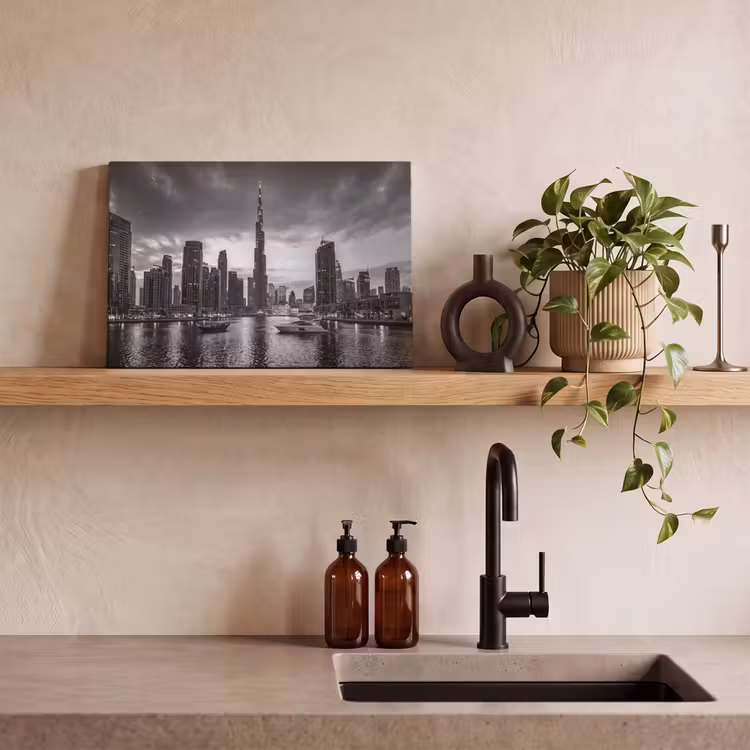 Stad - Skyline - Architectuur - Avond - Zwart-wit canvas 2cm klein -sfeer3