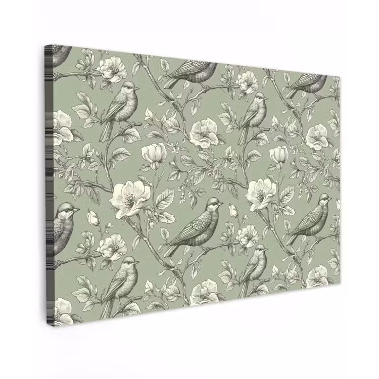Klassiek - Botanisch - Groen canvas 2cm klein 34 -z3d