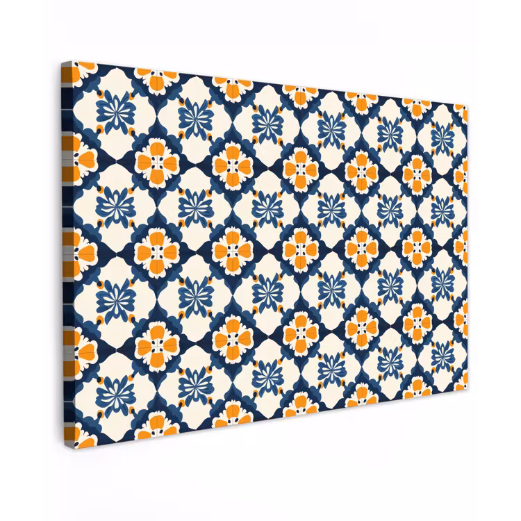 Klassiek - Geometrisch - Blauw canvas 2cm klein 34 -z3d