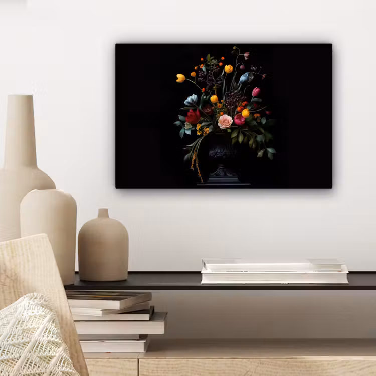 Klassiek - Vaas - Boeket - Bloemen canvas 2cm klein -sfeer6