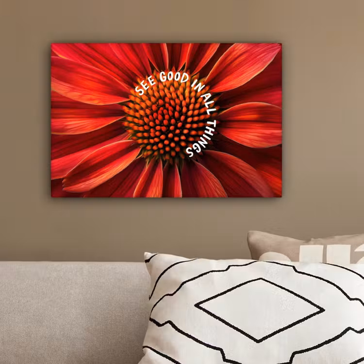 Close up - Bloem - Quote - Rood canvas 2cm klein -sfeer3