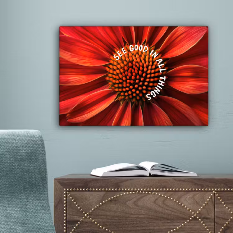 Close up - Bloem - Quote - Rood canvas 2cm klein -sfeer4