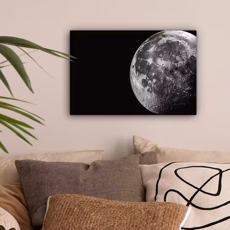 Close-up - Maan - Wit - Textuur canvas 2cm klein -sfeer1