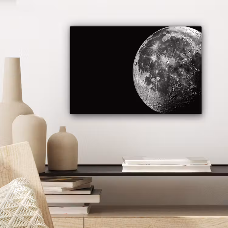 Close-up - Maan - Wit - Textuur canvas 2cm klein -sfeer6