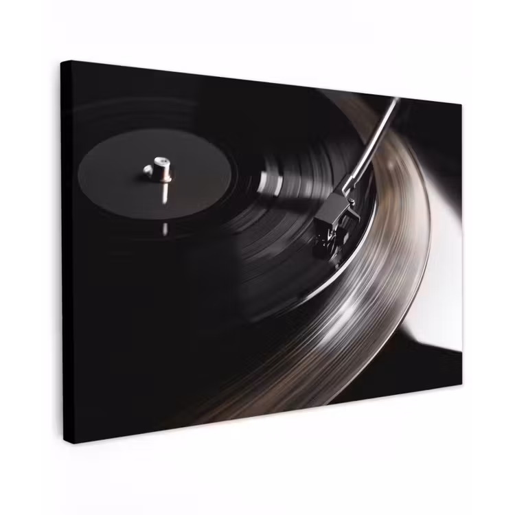 Close-up - Vinylplaat - Platenspeler - Zwart canvas 2cm klein -z3d