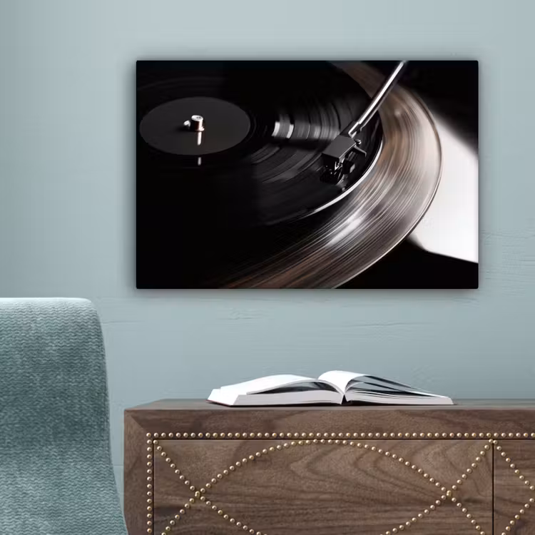 Close-up - Vinylplaat - Platenspeler - Zwart canvas 2cm klein -sfeer4
