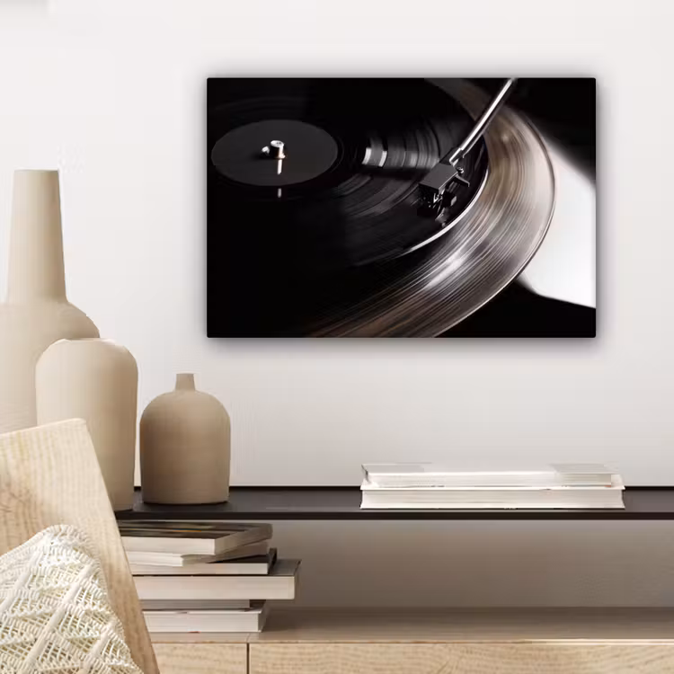 Close-up - Vinylplaat - Platenspeler - Zwart canvas 2cm klein -sfeer6