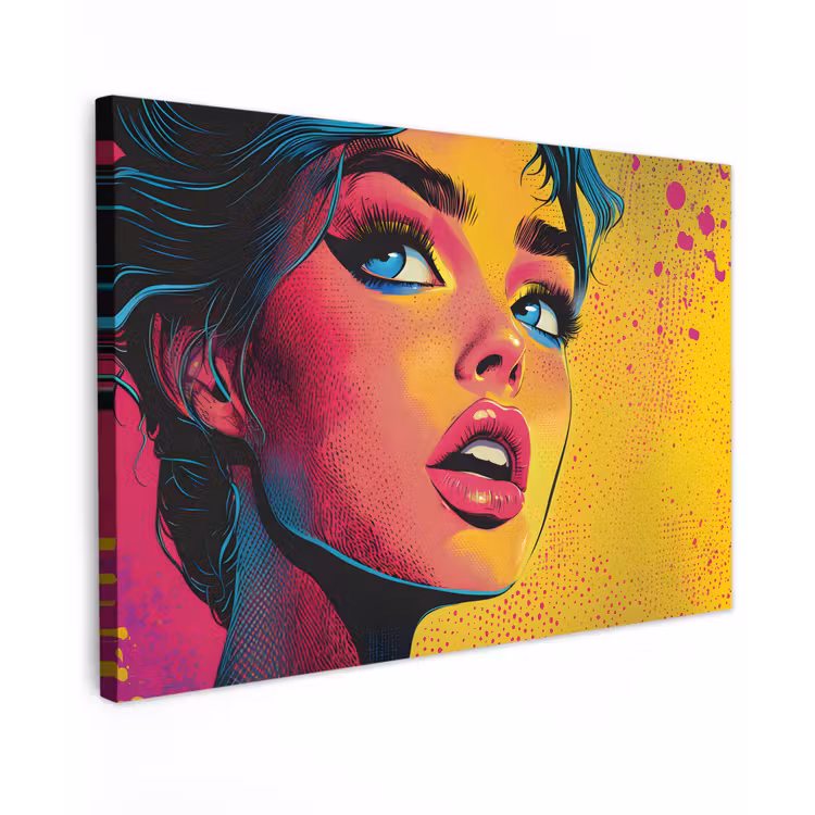 Close-up - Vrouwengezicht - Stippen - Geel canvas 2cm klein -z3d