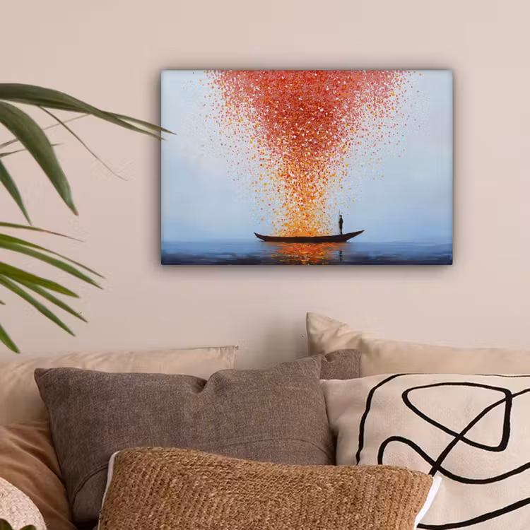 Wolk - Confetti - Boot - Wateroppervlakte canvas 2cm klein -sfeer1