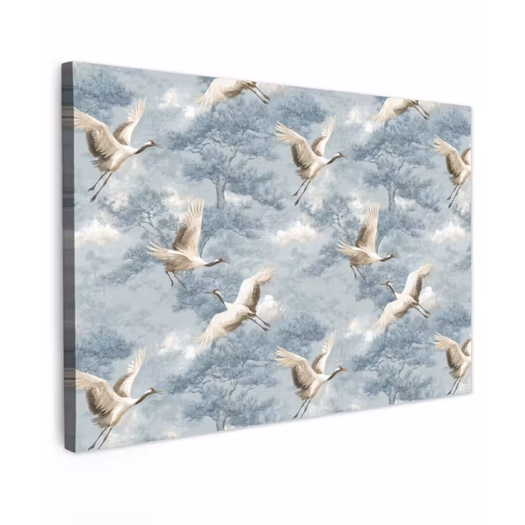 Wolken - Kraanvogels - Blauw canvas 2cm klein 34 -z3d