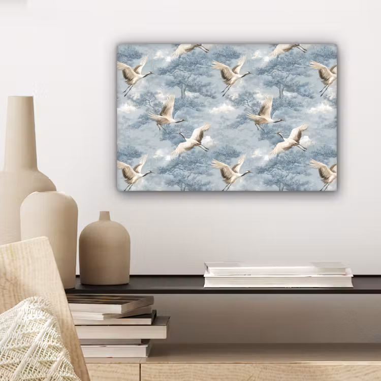 Wolken - Kraanvogels - Blauw canvas 2cm klein 34 -sfeer6
