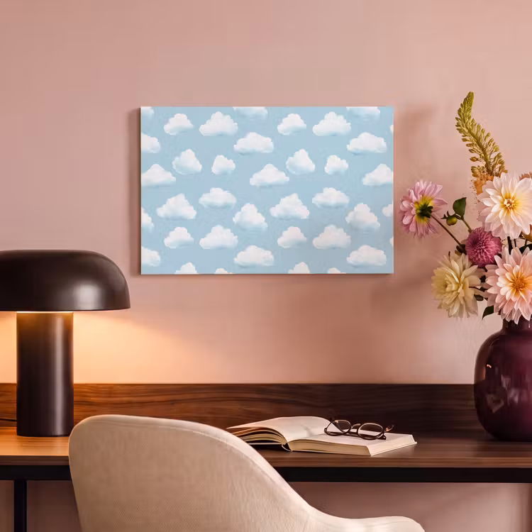 Wolken - Illustratie - Blauw canvas 2cm klein 34 -sfeer4