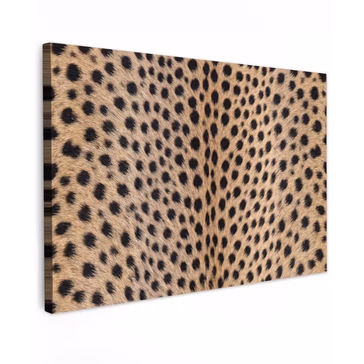 Vacht - Jachtluipaard - Zwart - Wit canvas 2cm klein -z3d